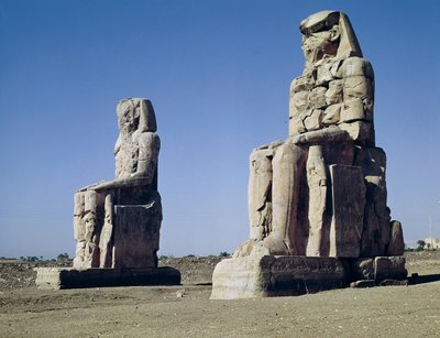 Los colosos de Memnón, estatuas de Amenhotep III de Egyptian 18th Dynasty